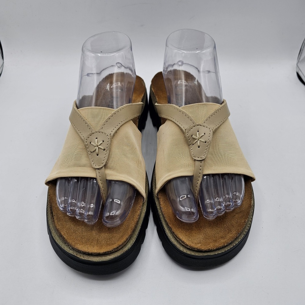 Naot Orion Sandals‎ Womens 10 Beige Chunky Platform Slide Thong Flower Comfort - Picture 3 of 13